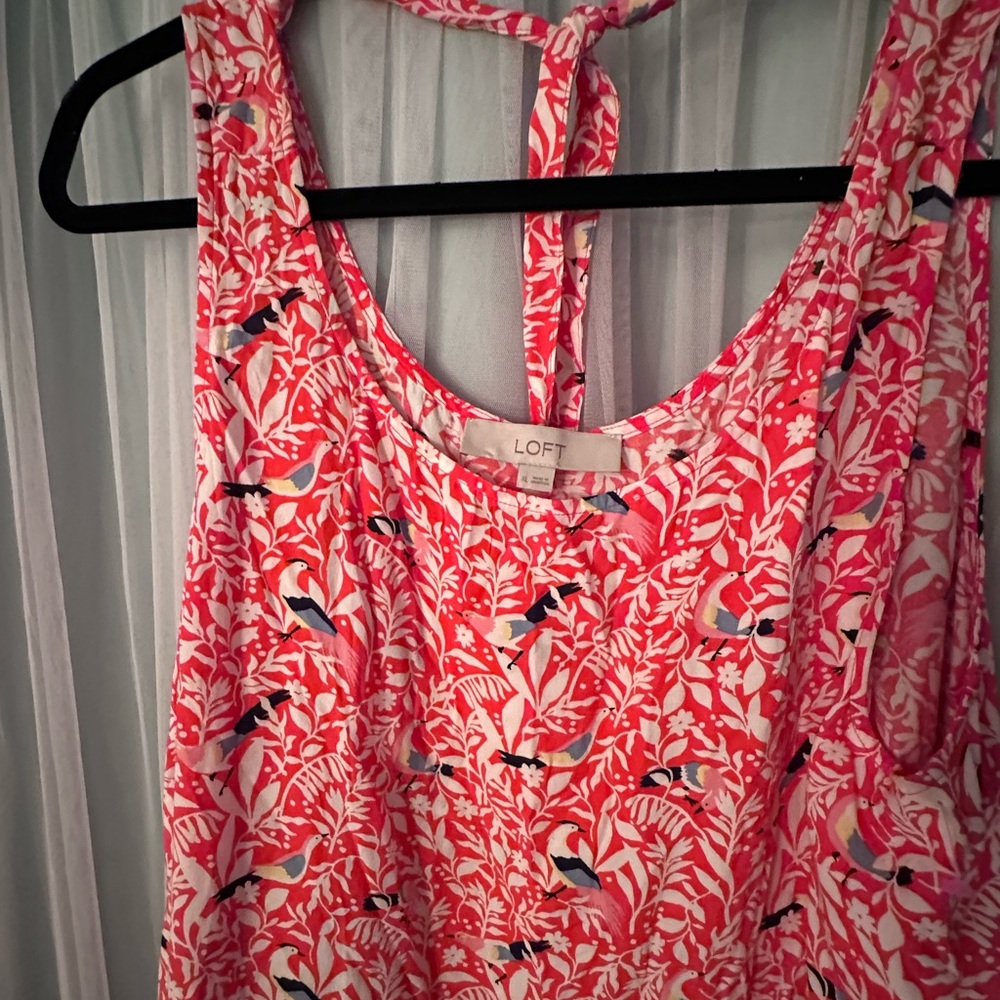 LOFT Red & white Tropical Print Dress
